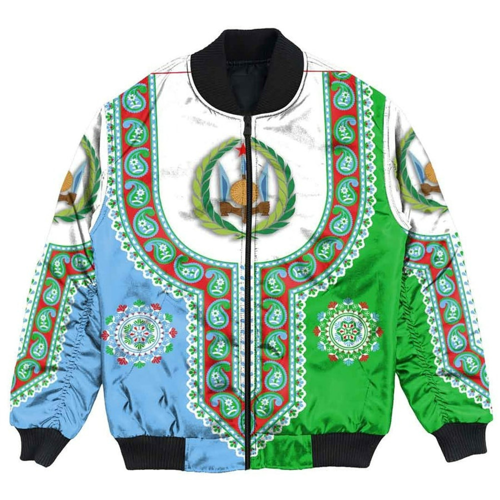 Djibouti Dashiki Bomber Jacket, African Bomber Jacket For Men Women