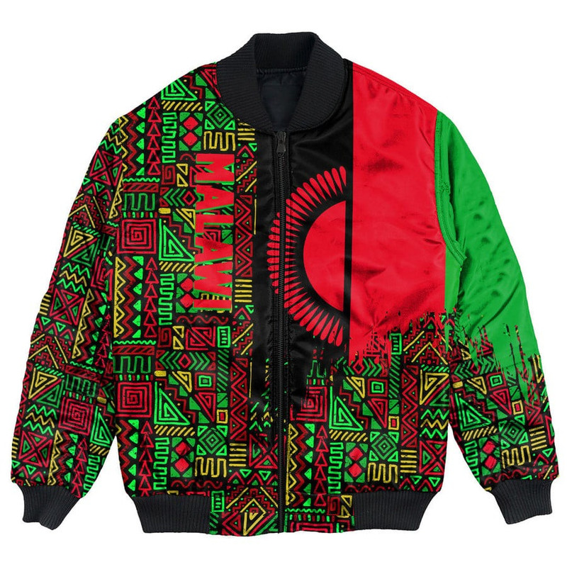 Malawi Bomber Jacket Kente Pattern, African Bomber Jacket For Men Women