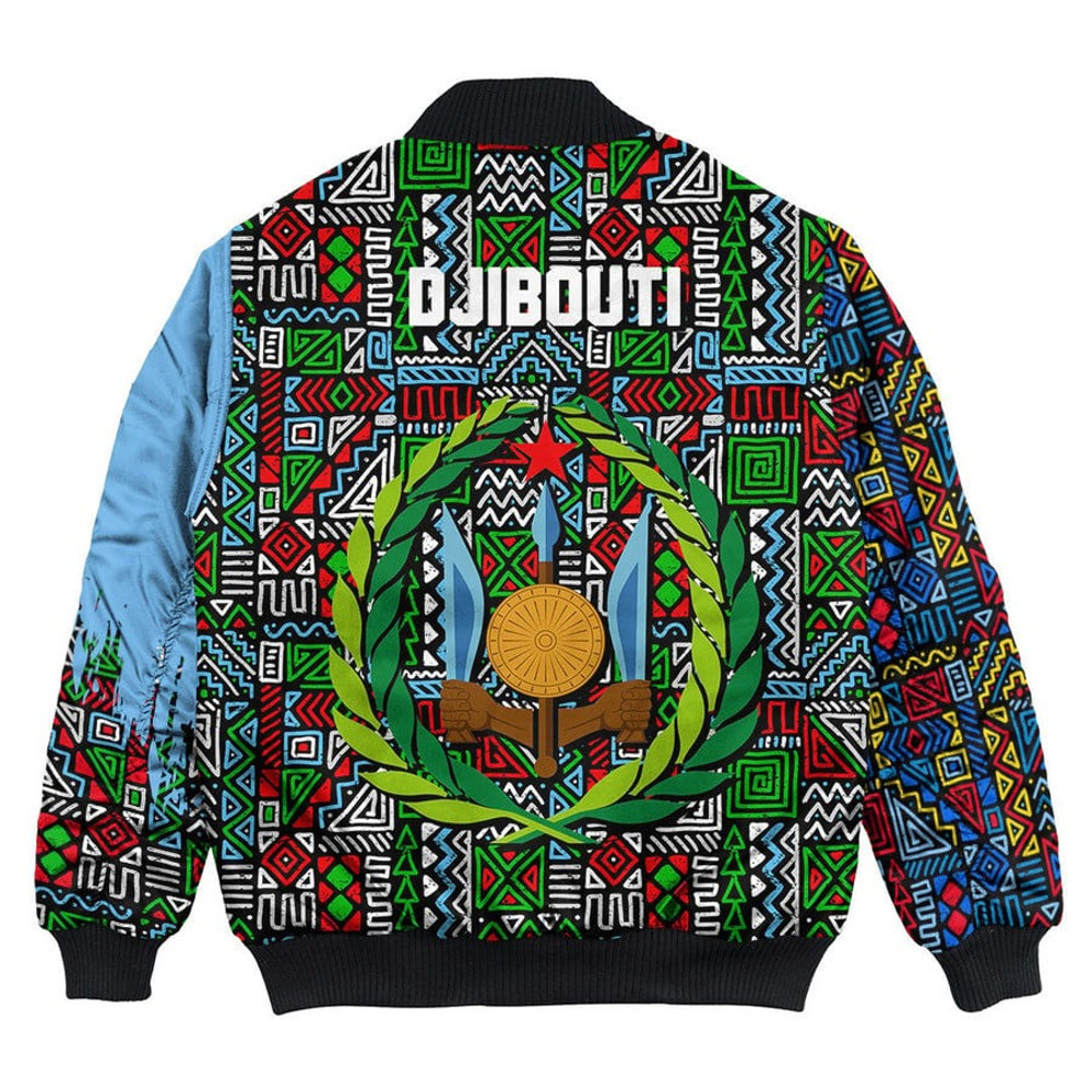 Djibouti Bomber Jacket Kente Pattern, African Bomber Jacket For Men Women