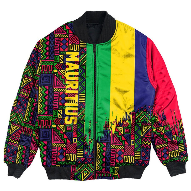 Mauritius Bomber Jacket Kente Pattern, African Bomber Jacket For Men Women