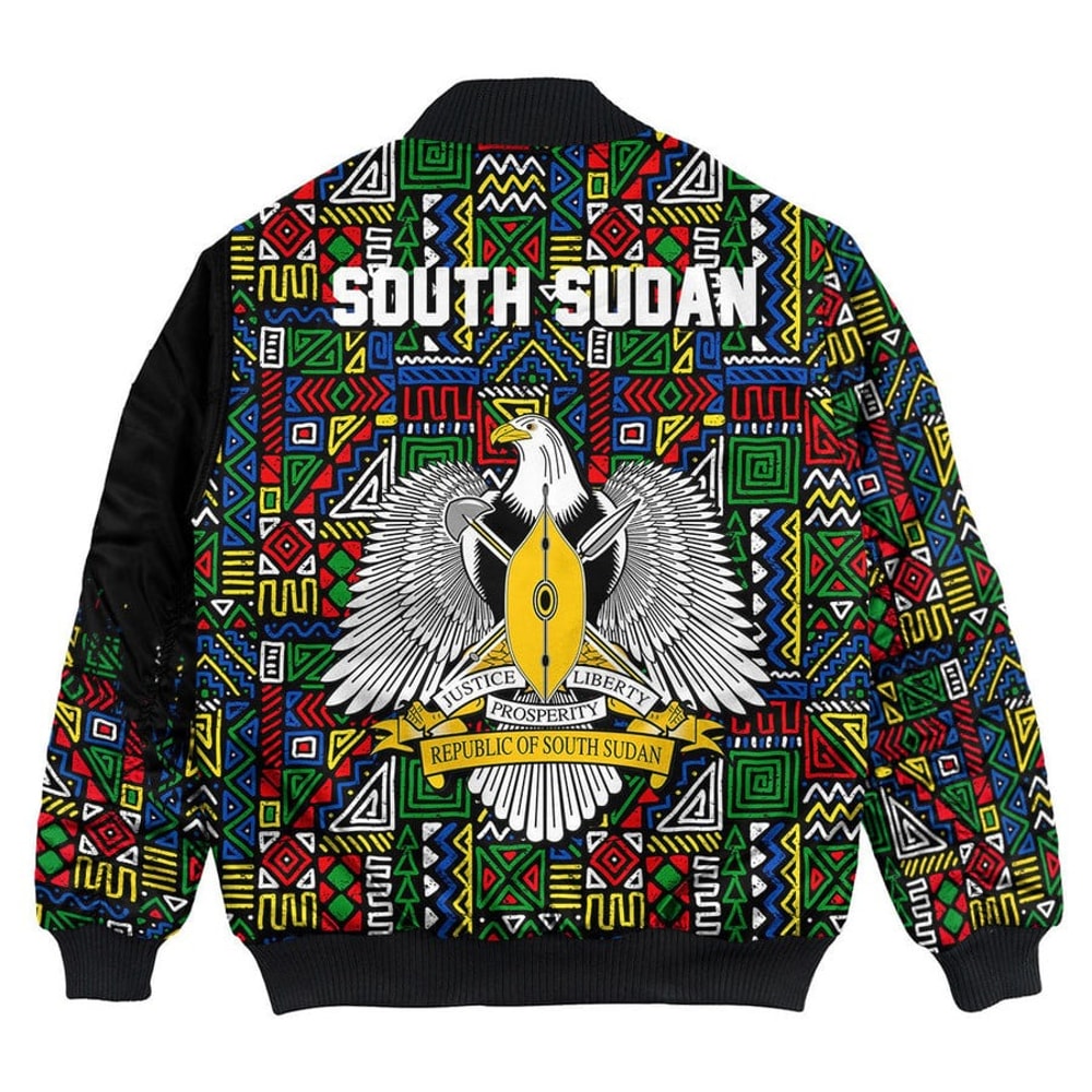 South Sudan Bomber Jacket Kente Pattern, African Bomber Jacket For Men Women