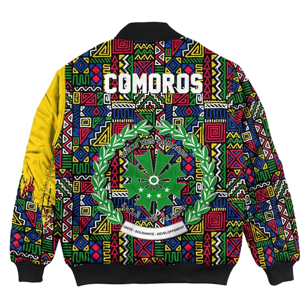 Comoros Bomber Jacket Kente Pattern, African Bomber Jacket For Men Women