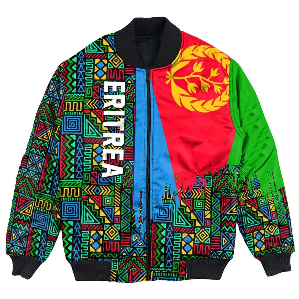 Eritrea Bomber Jacket Kente Pattern, African Bomber Jacket For Men Women