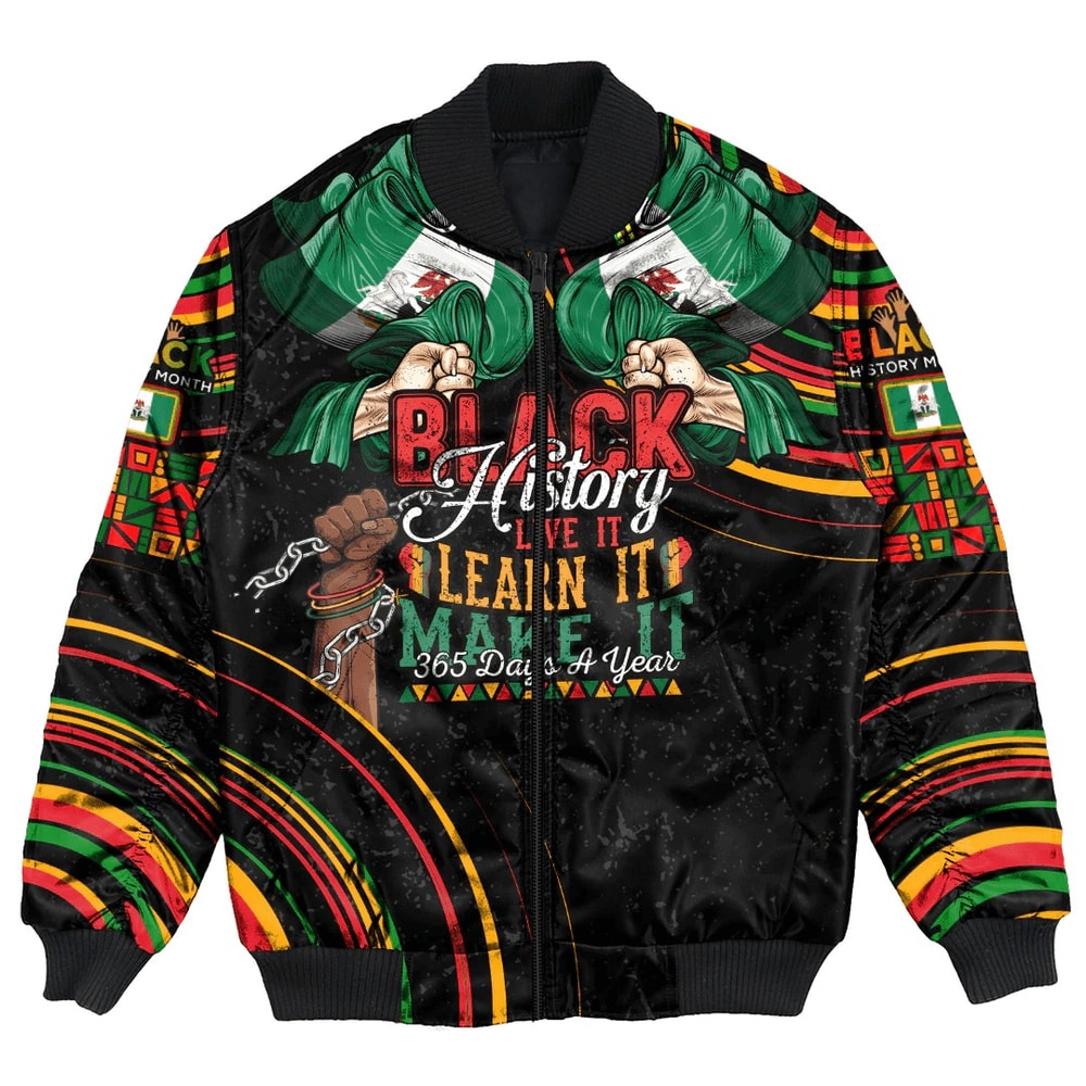 Nigeria Bomber Jacket Black History Live it Learn it Make it, African Bomber Jacket For Men Women