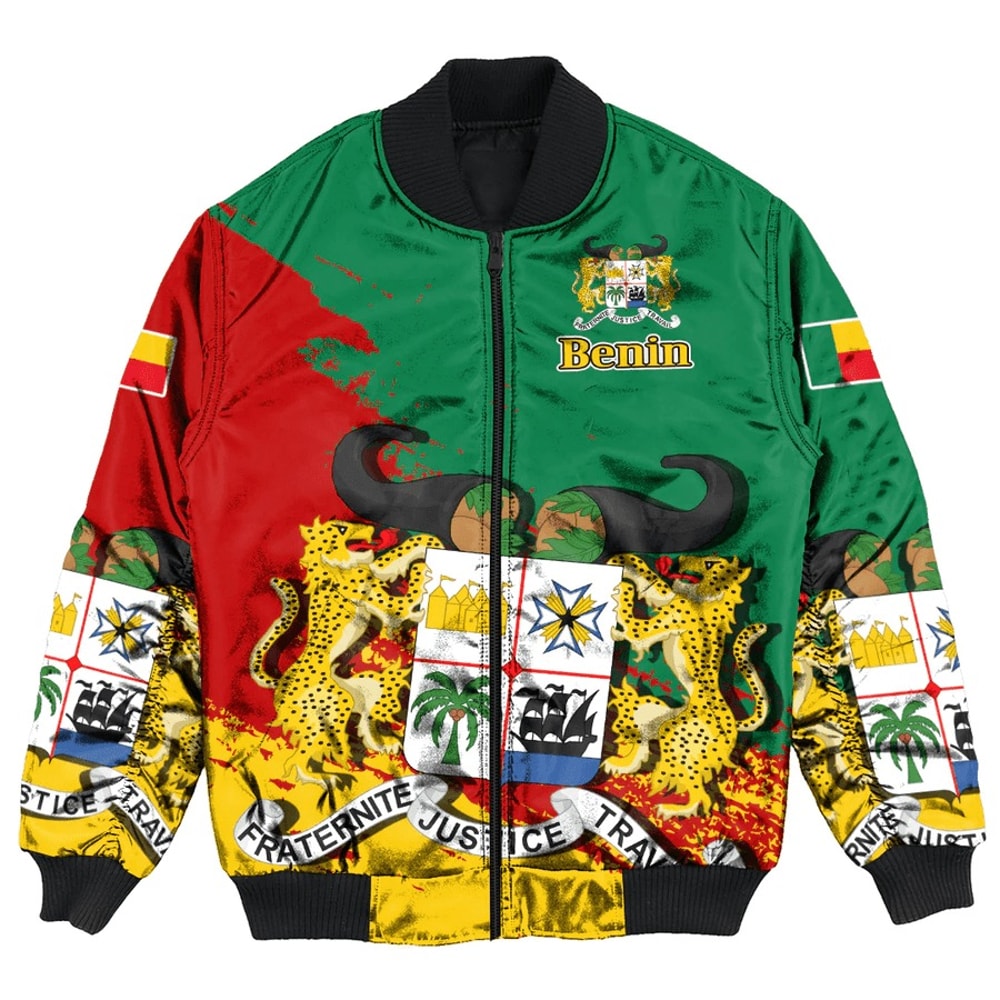 Benin Green Version Special Bomber Jacket, African Bomber Jacket For Men Women
