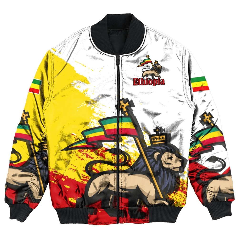 Ethiopia White Version Special Bomber Jacket, African Bomber Jacket For Men Women