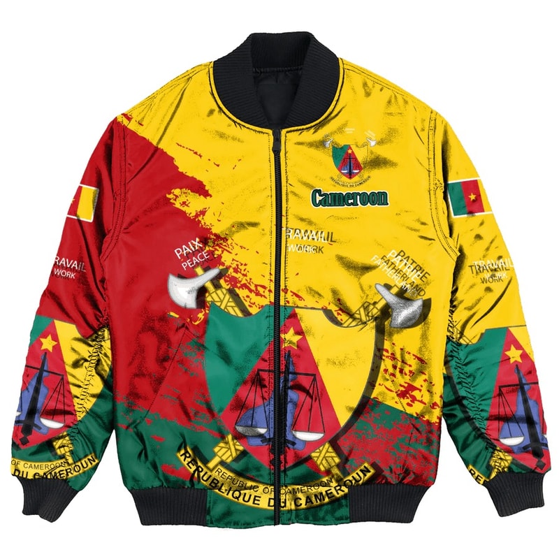 Cameroon Yellow Version Special Bomber Jacket, African Bomber Jacket For Men Women