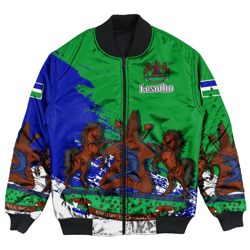 Lesotho Green Version Special Bomber Jacket, African Bomber Jacket For Men Women