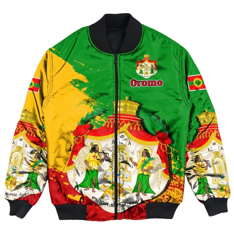 Oromo Green Version Special Bomber Jacket, African Bomber Jacket For Men Women