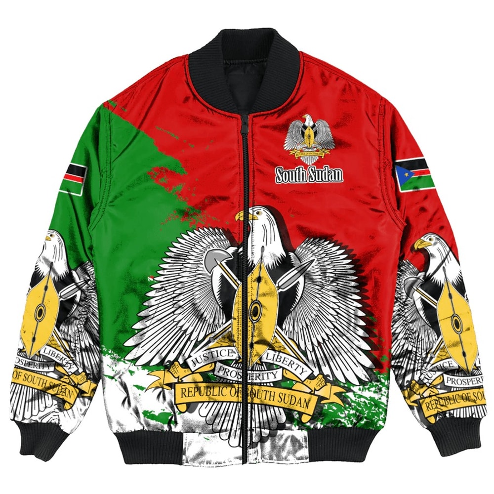 South Sudan Red Version Special Bomber Jacket, African Bomber Jacket For Men Women