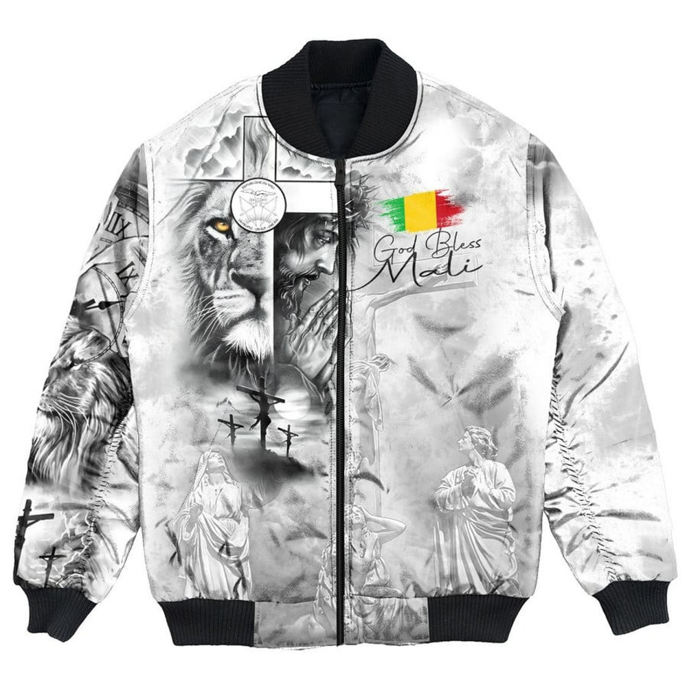 Mali Bomber Jacket Jesus Pray and The Lion of Judah, African Bomber Jacket For Men Women