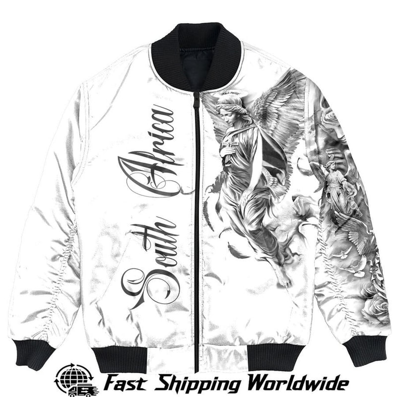 South Africa Bomber Jacket Angel of the Lord - Famous Body Tattoo Style, African Bomber Jacket For Men Women