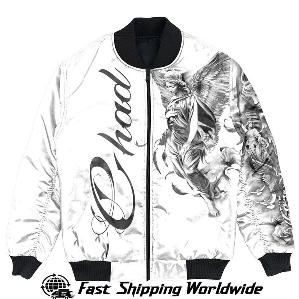 Chad Bomber Jacket Angel of the Lord - Famous Body Tattoo Style, African Bomber Jacket For Men Women