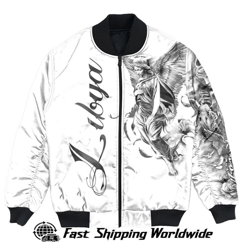 Libya Bomber Jacket Angel of the Lord - Famous Body Tattoo Style, African Bomber Jacket For Men Women
