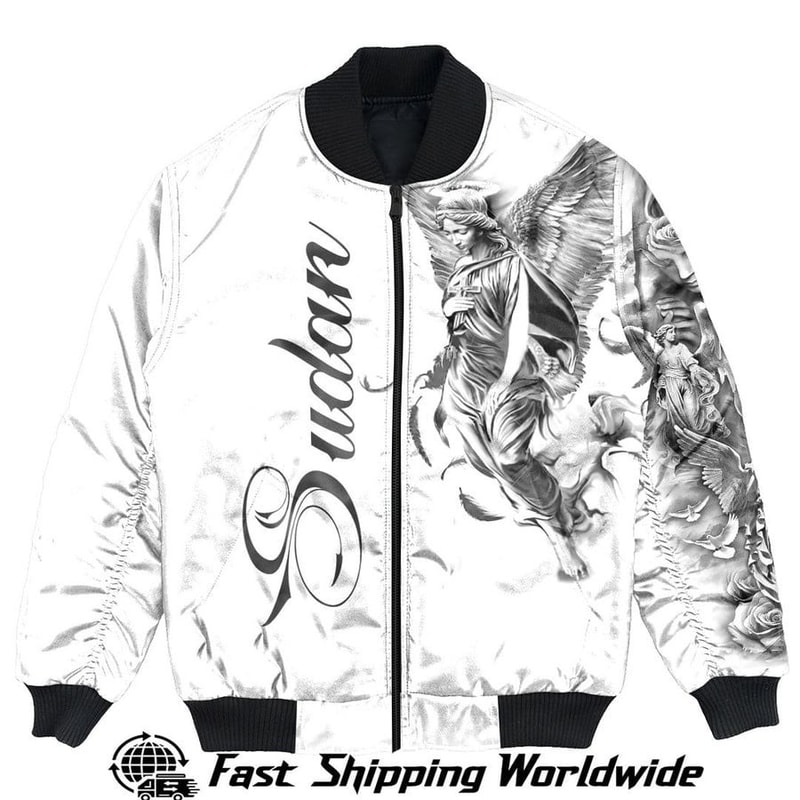 Sudan Bomber Jacket Angel of the Lord - Famous Body Tattoo Style, African Bomber Jacket For Men Women