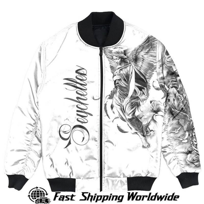 Seychelles Bomber Jacket Angel of the Lord - Famous Body Tattoo Style, African Bomber Jacket For Men Women
