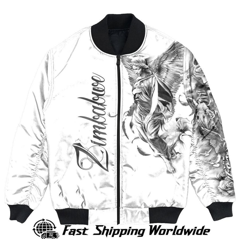 Zimbabwe Bomber Jacket Angel of the Lord - Famous Body Tattoo Style, African Bomber Jacket For Men Women