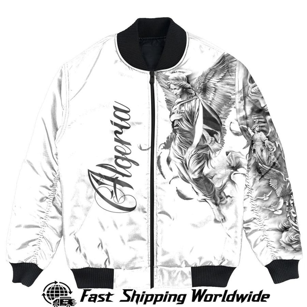 Algeria Bomber Jacket Angel of the Lord - Famous Body Tattoo Style, African Bomber Jacket For Men Women