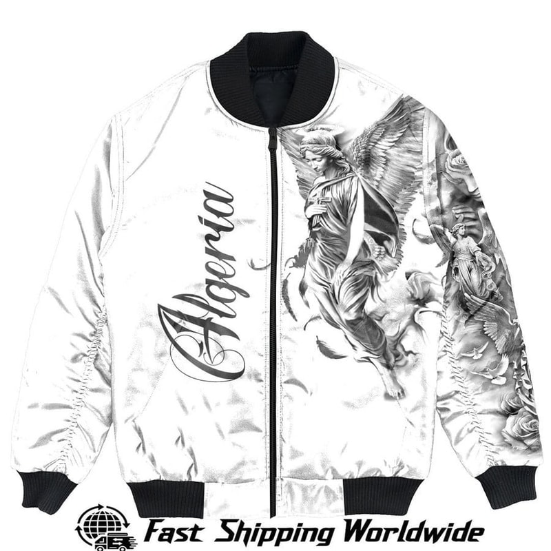 Algeria Bomber Jacket Angel of the Lord - Famous Body Tattoo Style, African Bomber Jacket For Men Women