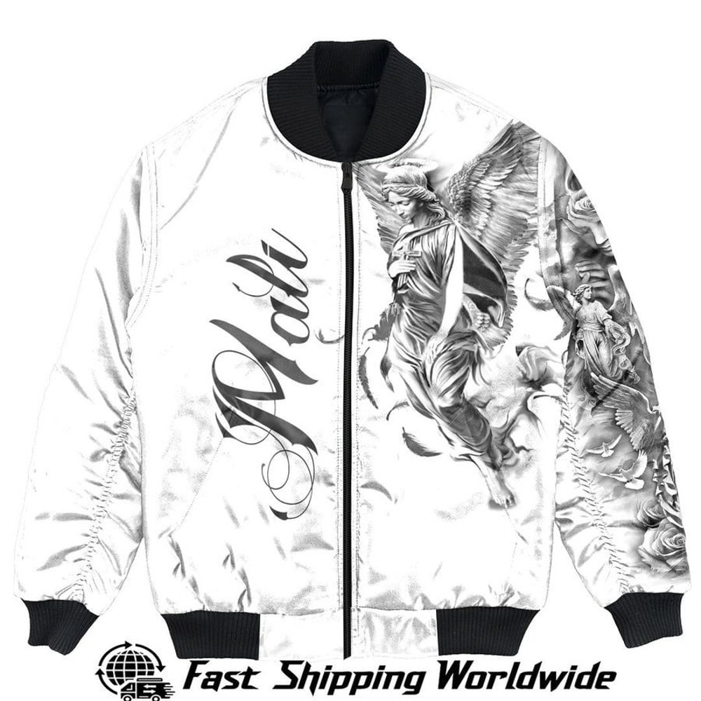 Mali Bomber Jacket Angel of the Lord - Famous Body Tattoo Style, African Bomber Jacket For Men Women