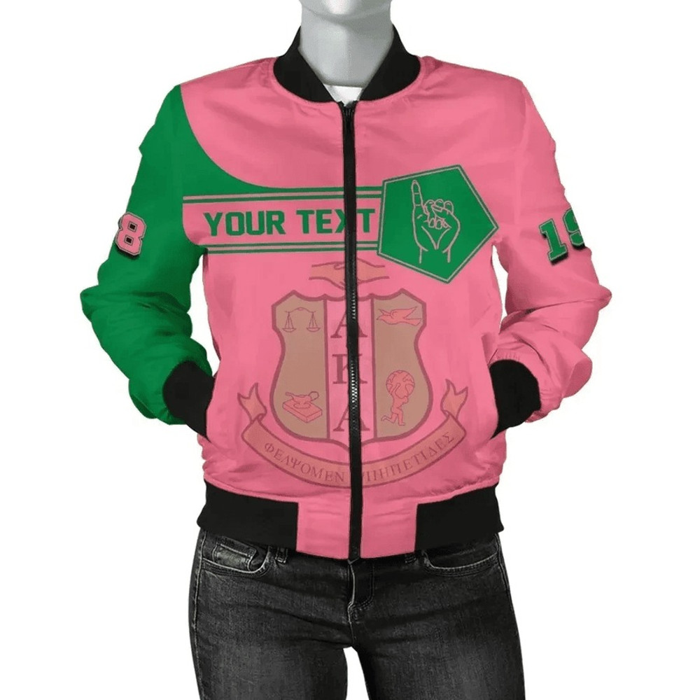 Personalised AKA Sorority Bomber Jacket - Ver. Pink - Simple Style, African Bomber Jacket For Men Women