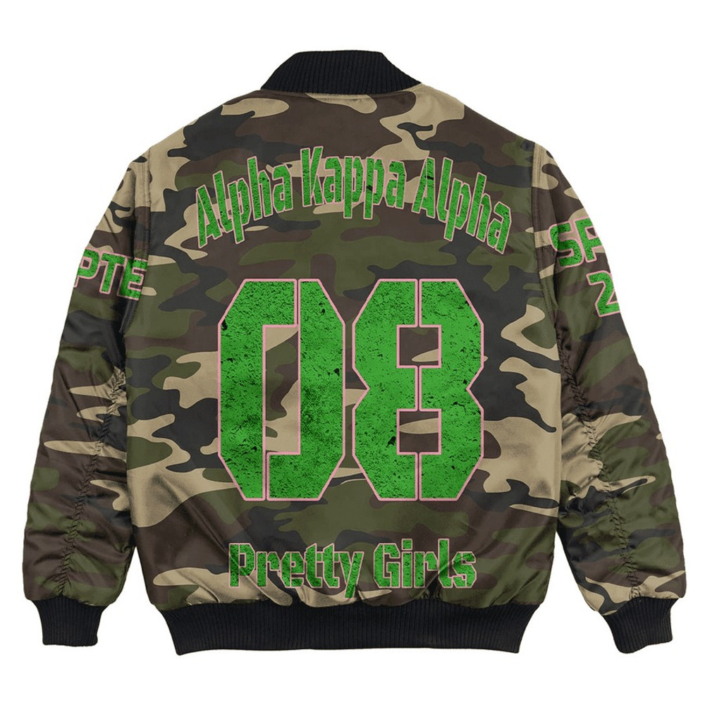 Custom AKA Sorority Camouflage Bomber Jackets, African Bomber Jacket For Men Women