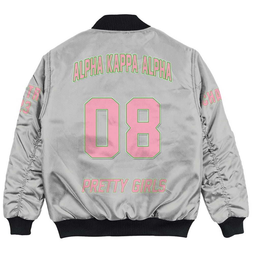 Custom AKA Sorority Silver, African Bomber Jacket For Men Women
