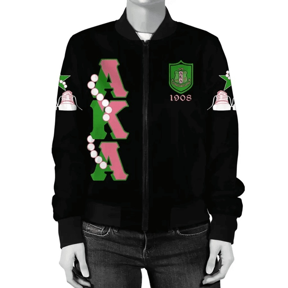 AKA Sorority Pearls K.H Chucks And Pearls Bomber Jacket, African Bomber Jacket For Men Women