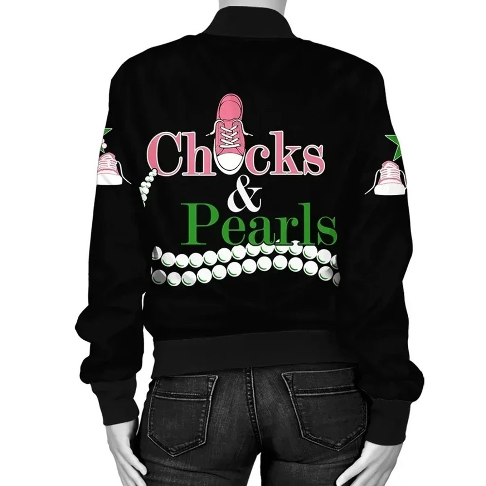 AKA Sorority Pearls K.H Chucks And Pearls Bomber Jacket, African Bomber Jacket For Men Women