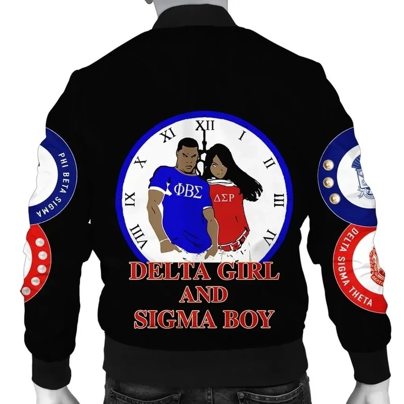 Phi Beta Sigma Delta Sigma Theta Black Bomber Jacket, African Bomber Jacket For Men Women