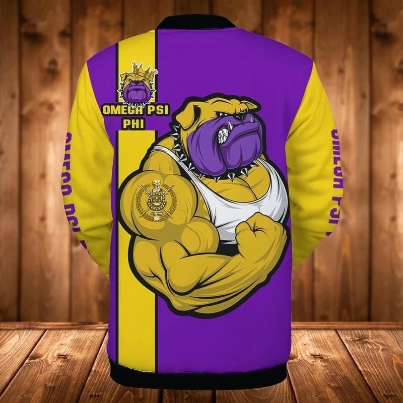 Muscle Bull Dog Omega Psi Phi Baseball Jacket, African Baseball Jacket For Men Women