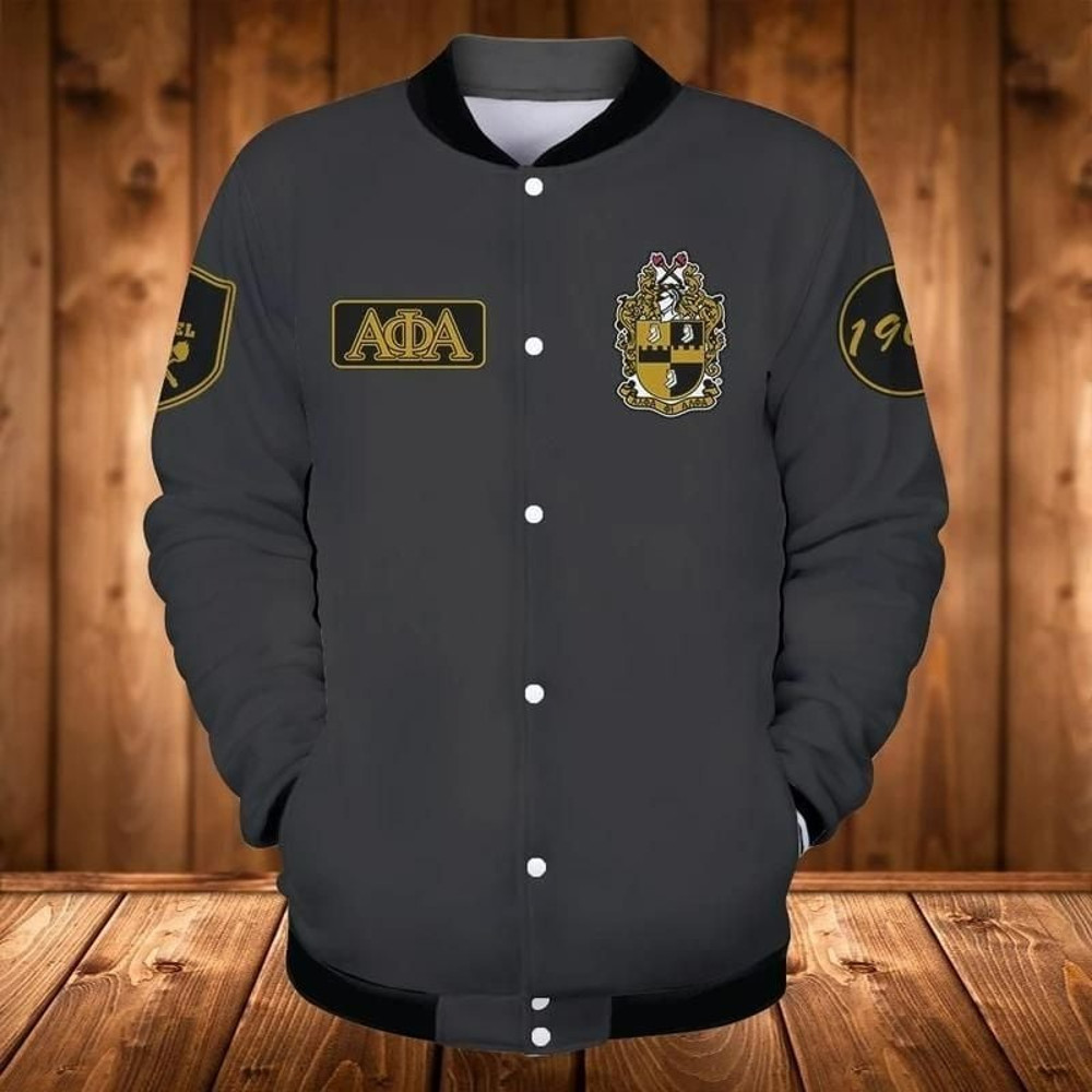 Black And Gold Alpha Phi Alpha Baseball Jacket, African Baseball Jacket For Men Women