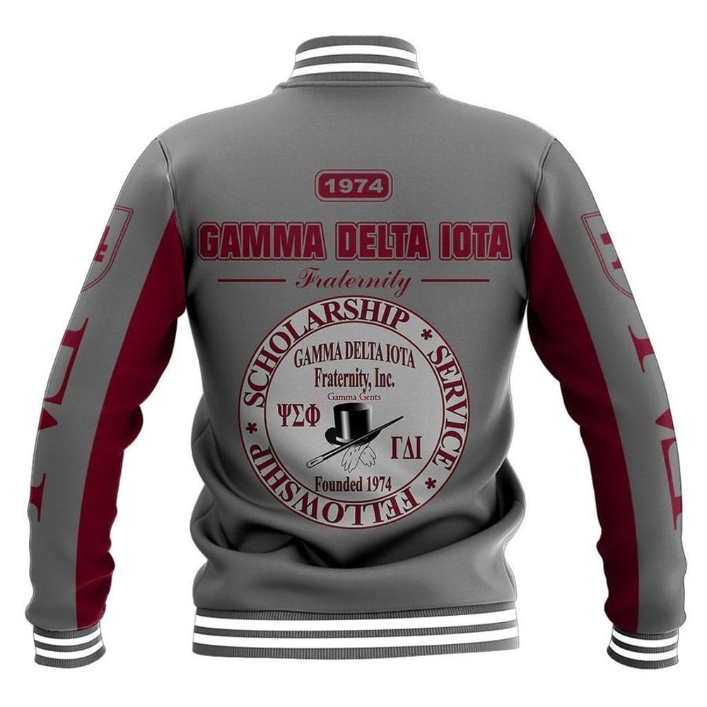Gamma Delta Iota Frat 1974 Grey Baseball Jacket, African Baseball Jacket For Men Women