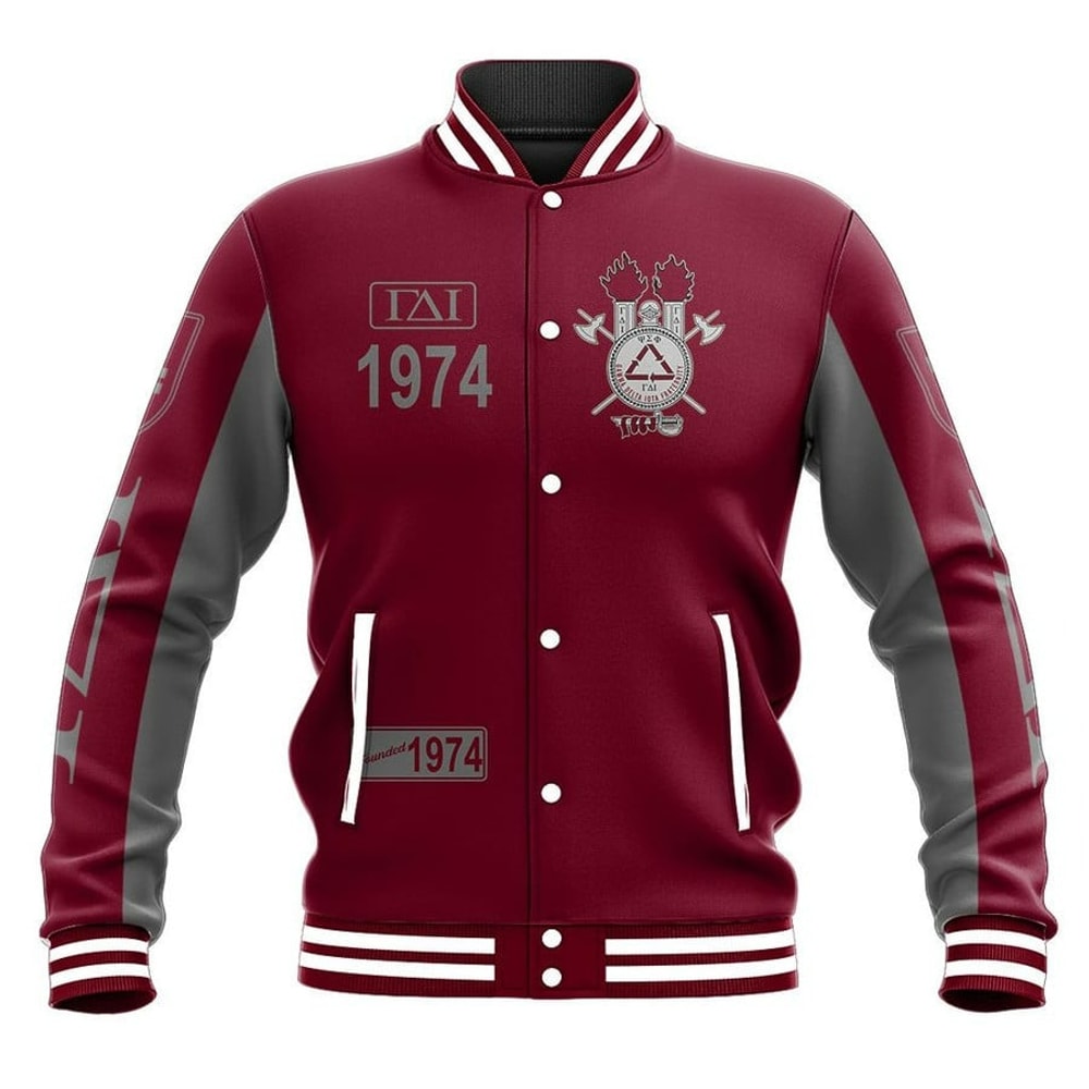 Gamma Delta Iota Frat 1974 Red Baseball Jacket, African Baseball Jacket For Men Women