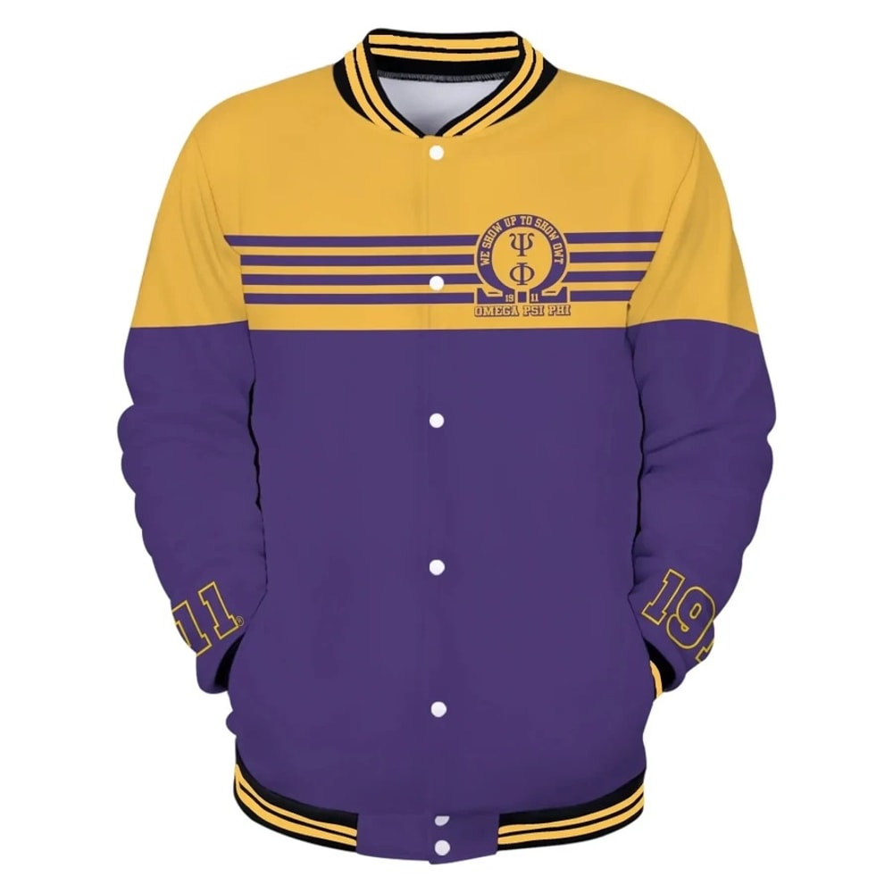 Omega Psi Phi We Show Up To Show Out Baseball Jacket, African Baseball Jacket For Men Women