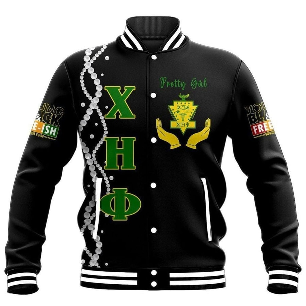 Juneteenth Chi Eta Phi Pretty Girl Baseball Jacket, African Baseball Jacket For Men Women