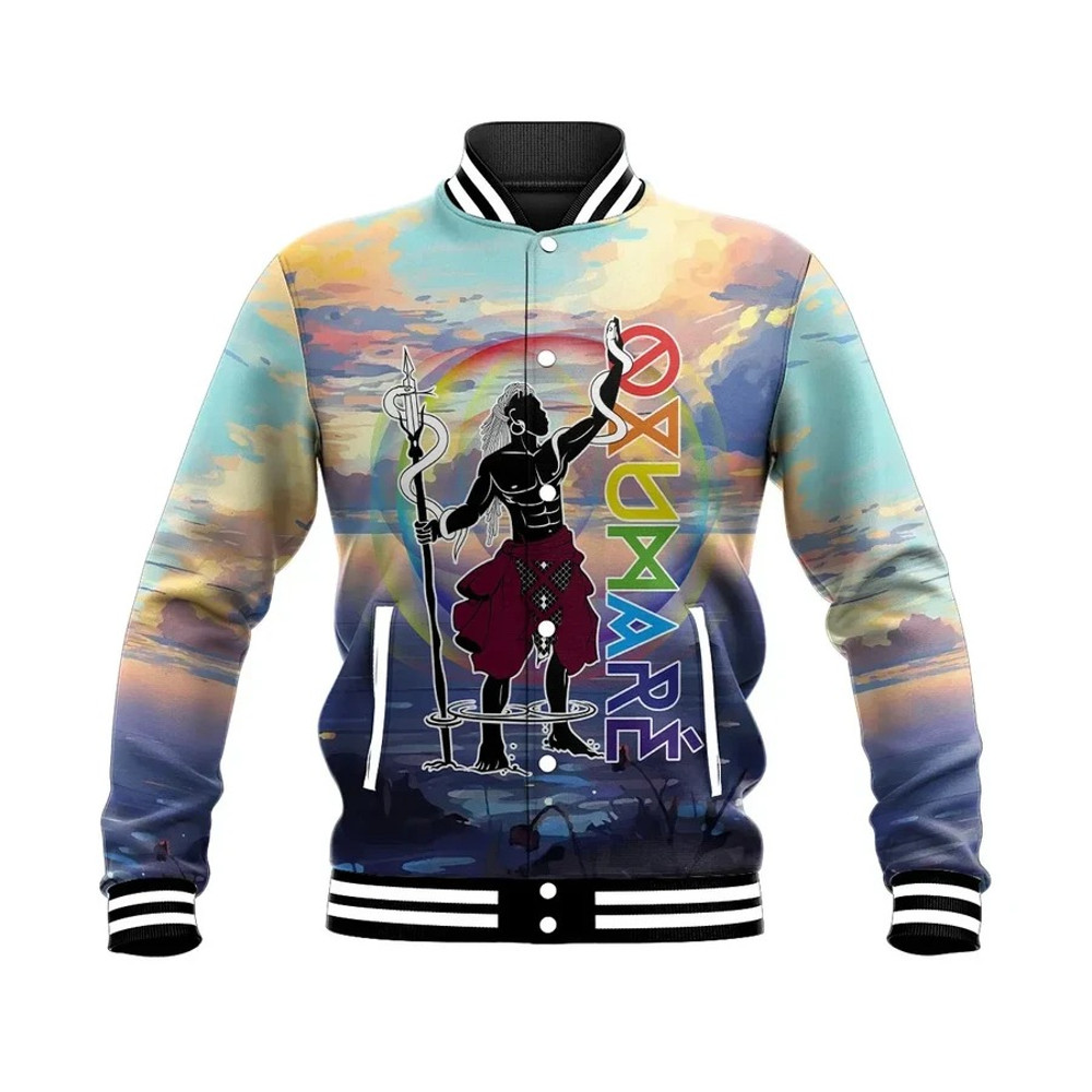 Orisha Oxumare Rainbow Baseball Jacket, African Baseball Jacket For Men Women