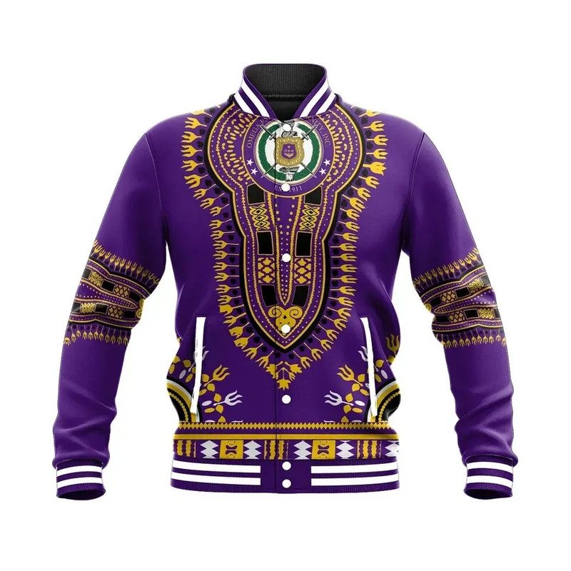Omega Psi Phi Dashiki Baseball Jacket, African Baseball Jacket For Men Women
