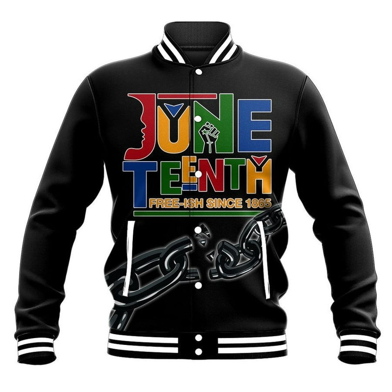 Juneteenth Day 1865 Alphabet Baseball Jacket, African Baseball Jacket For Men Women