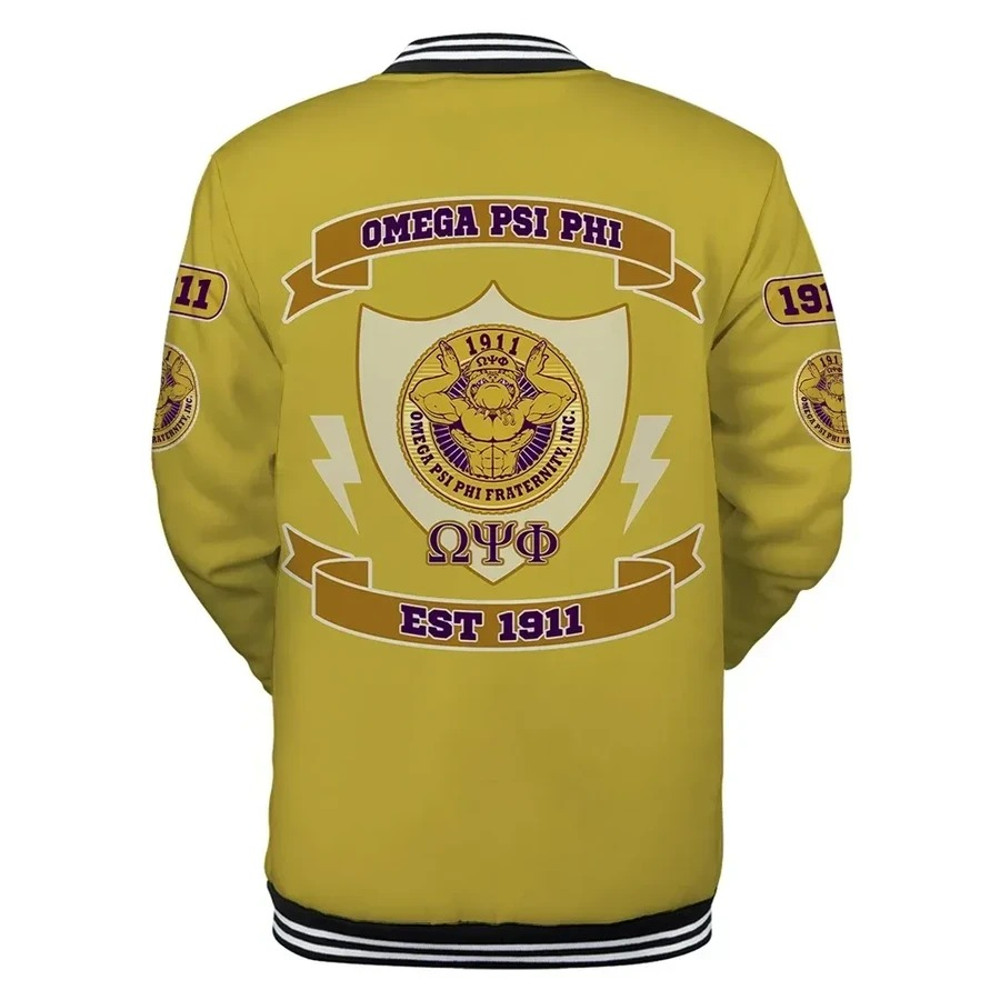 Omega Psi Phi Invictus Bulldog Baseball Jacket, African Baseball Jacket For Men Women