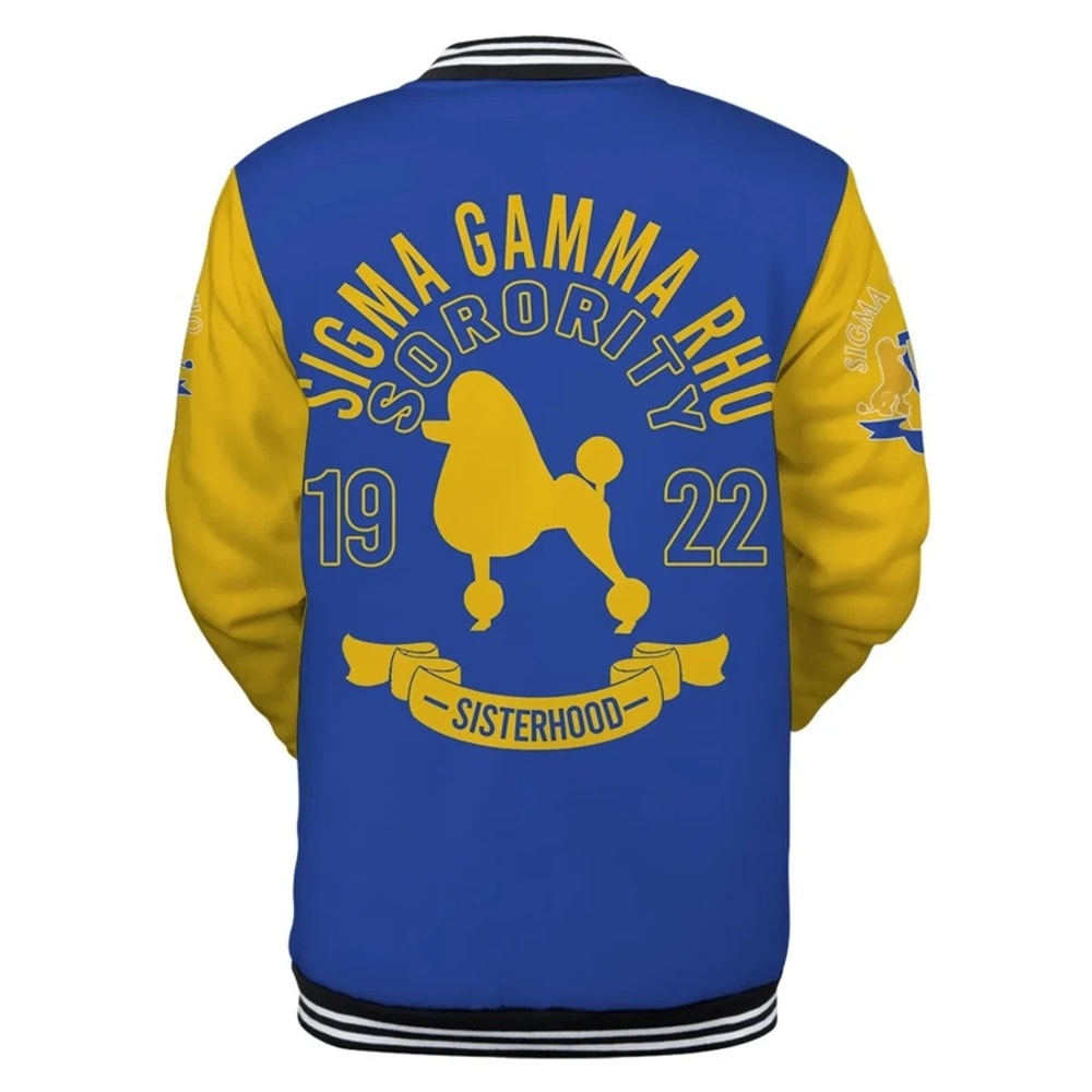 Lux Sigma Gamma Rho Poodle Blue Yellow Baseball Jacket, African Baseball Jacket For Men Women