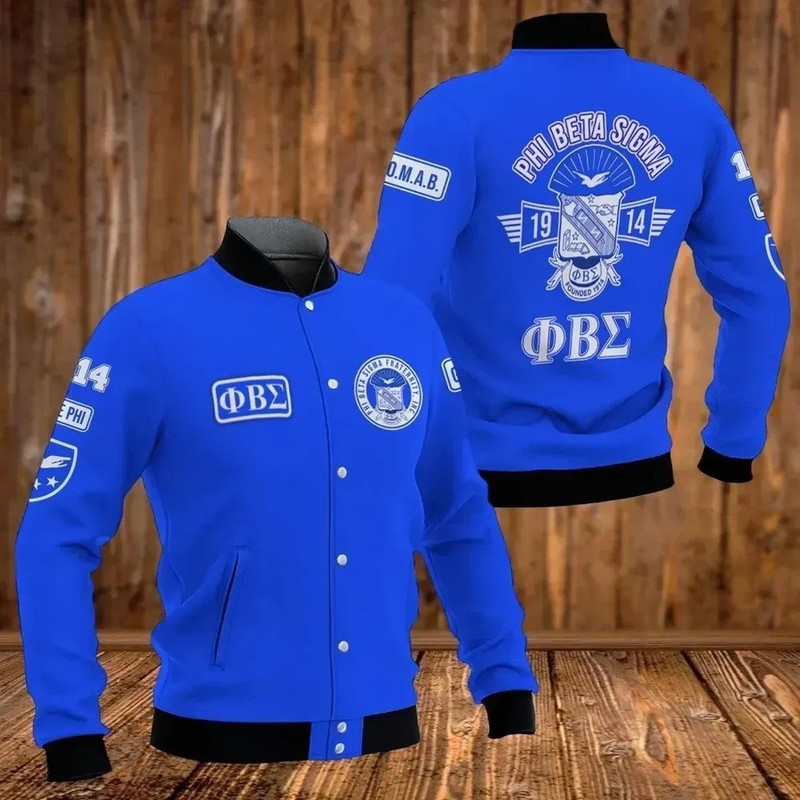 Blue Phi Dove Phi Beta Sigma Baseball Jacket, African Baseball Jacket For Men Women