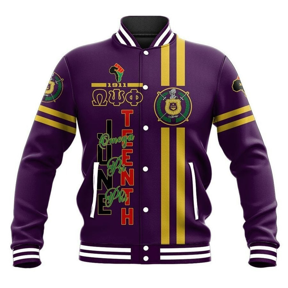 Juneteenth Omega Psi Phi Baseball Jacket, African Baseball Jacket For Men Women