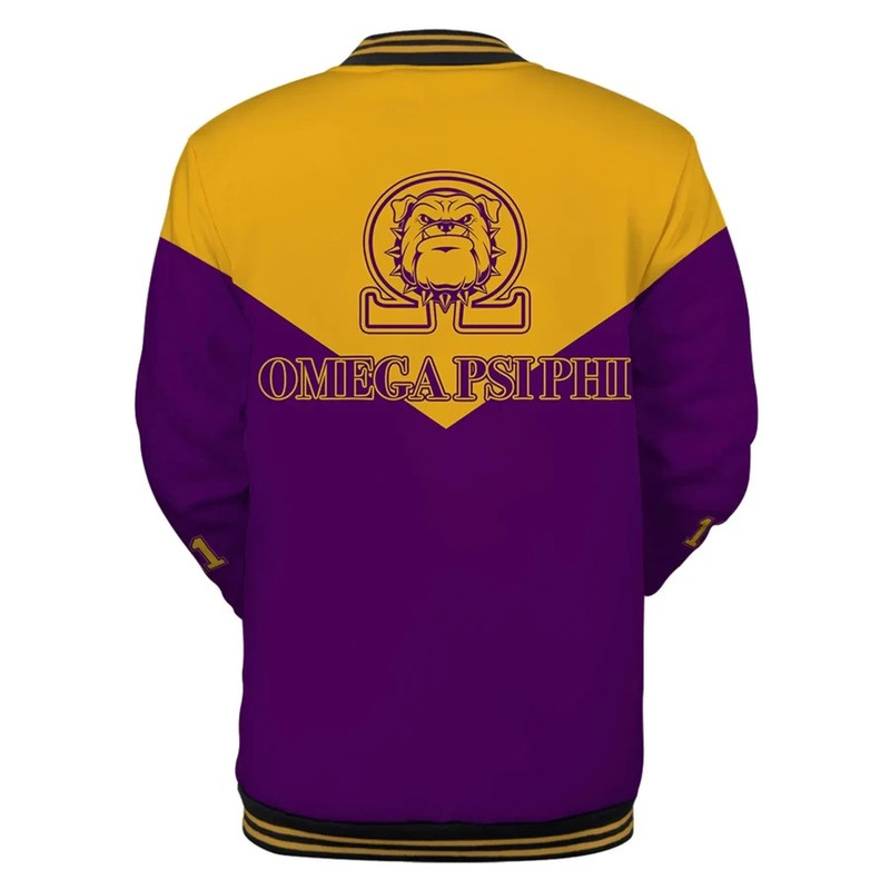 Omega Psi Phi Bulldog Chain Baseball Jacket, African Baseball Jacket For Men Women