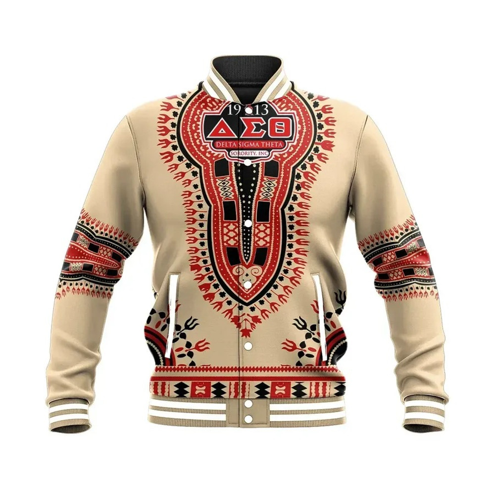 Delta Sigma Theta Dashiki Baseball Jacket, African Baseball Jacket For Men Women
