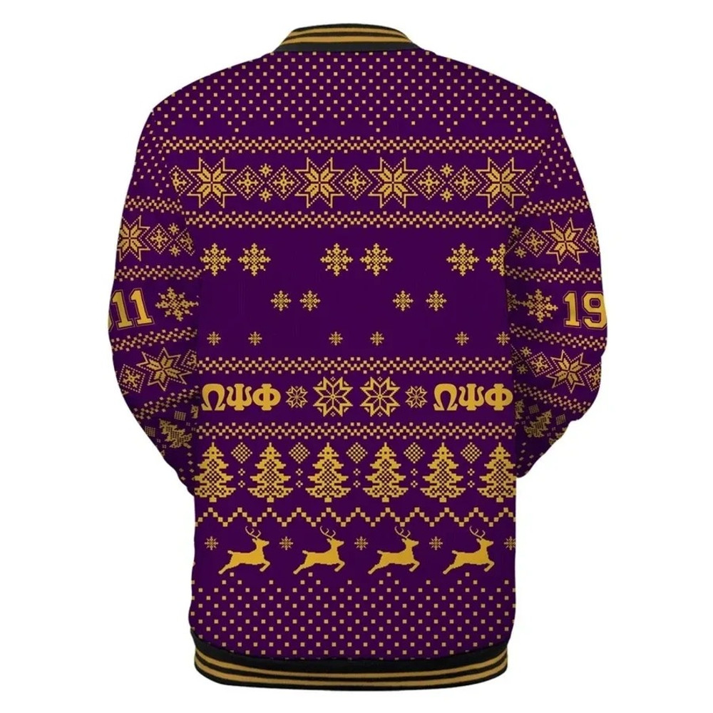 Omega Psi Phi Led Lights Christmas Baseball Jacket, African Baseball Jacket For Men Women