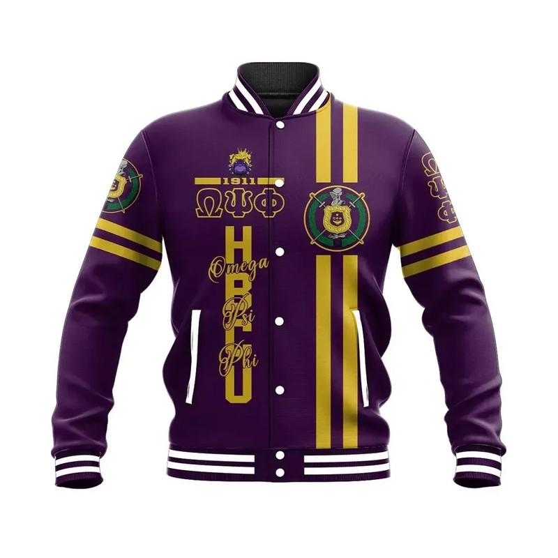 HBCU Omega Psi Phi Bulldog Baseball Jacket, African Baseball Jacket For Men Women