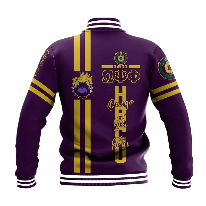 HBCU Omega Psi Phi Bulldog Baseball Jacket, African Baseball Jacket For Men Women