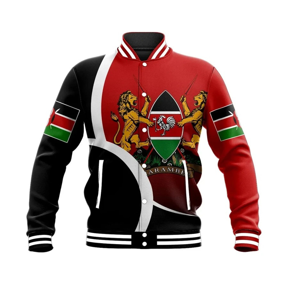 Kenya Half Circle Baseball Jacket, African Baseball Jacket For Men Women