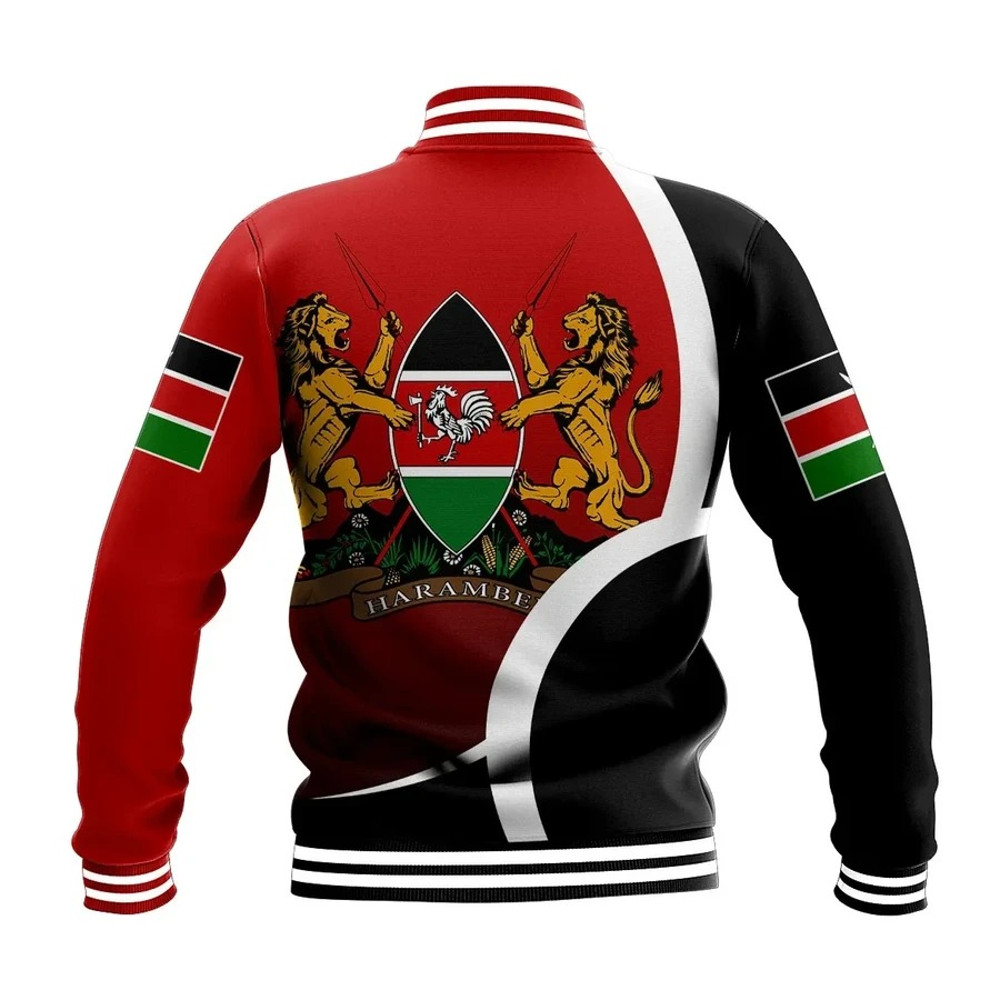Kenya Half Circle Baseball Jacket, African Baseball Jacket For Men Women